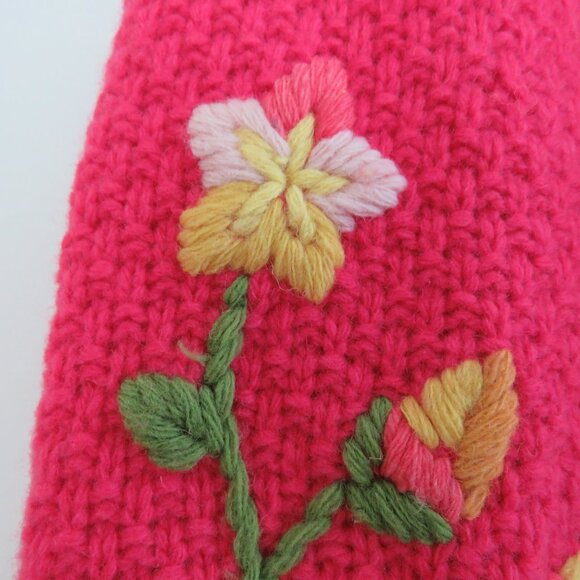 LOVESHACKFANCY Brighton Wool Blend Floral Knit Pink Cloak Cottagecore Coquette - Picture 6 of 16